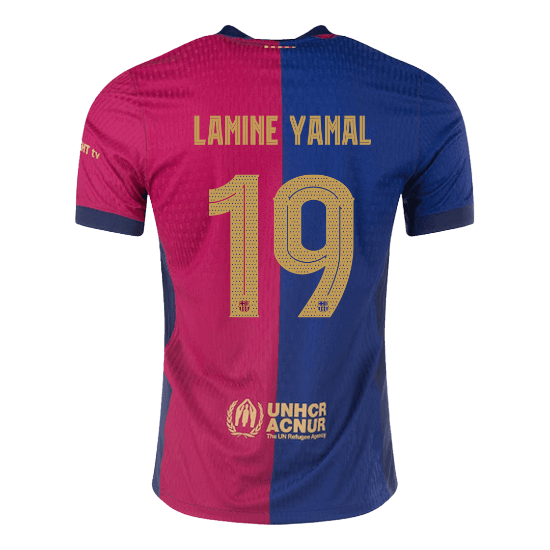 Oryginalna koszulka domowa LAMINE YAMAL #19 Barcelona 2024/25 - UCL - stary sponsor