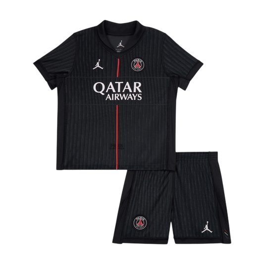 Dziecięcy komplet koszulek wyjazdowych PSG na czwarty mecz (koszulka + spodenki) 2025/26