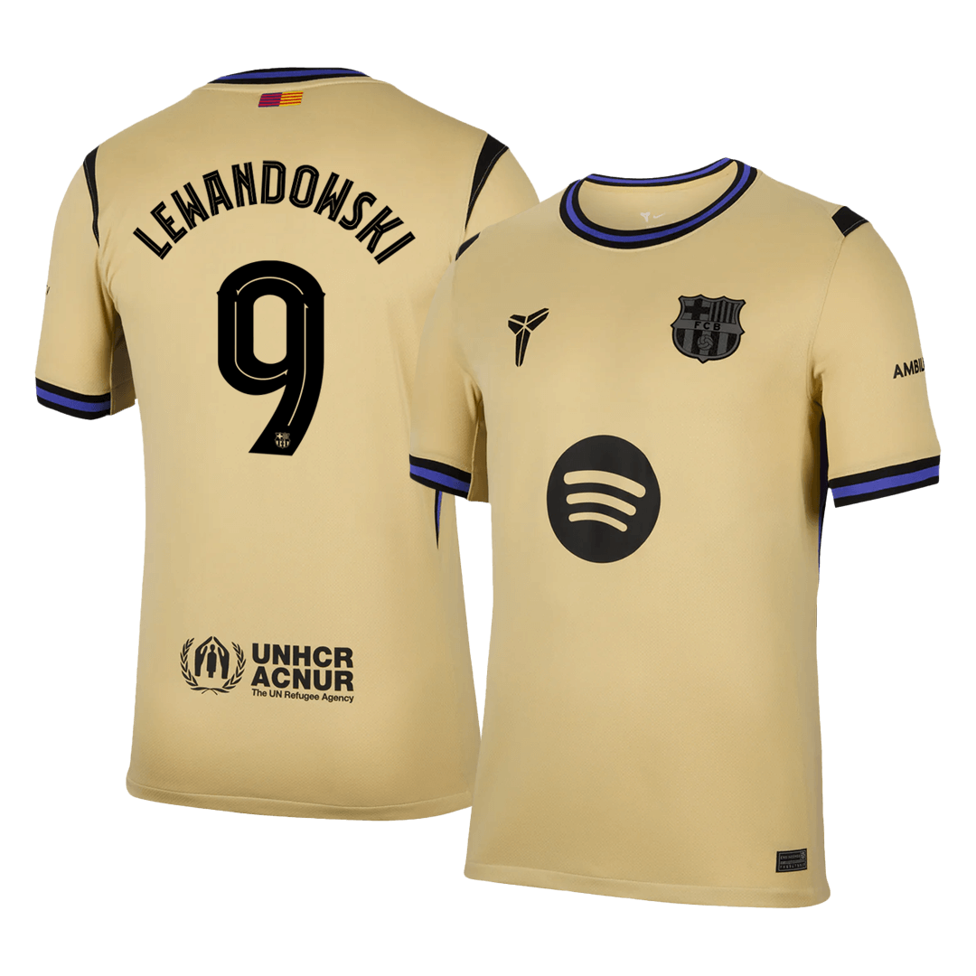 LEWANDOWSKI #9 Barcelona Wyjazdowa koszulka piłkarska 2025/26 Żółta - UCL