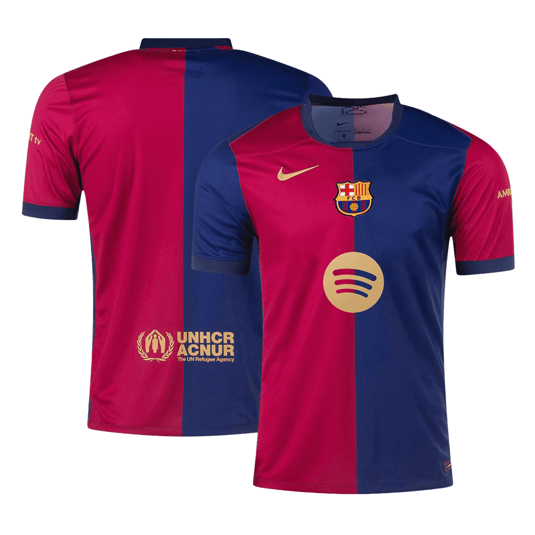 Koszulka domowa Barcelony na sezon 2024/25 – logo Spotify bez tekstu