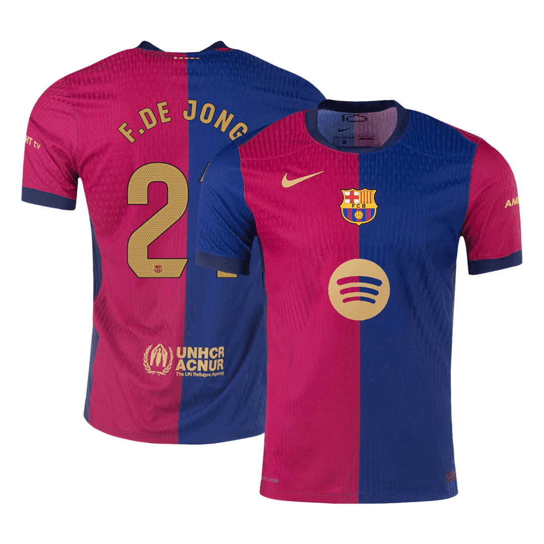 Oryginalna koszulka domowa F.DE JONG #21 Barcelona 2024/25 – logo Spotify bez tekstu