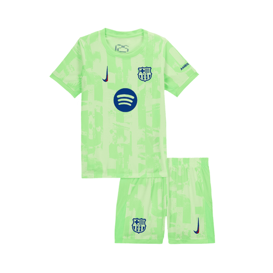 Trzecia wyjazdowa koszulka piłkarska dla dzieci Barcelona (koszulka + spodenki) 2024/25 - UCL (logo Spotify bez tekstu)