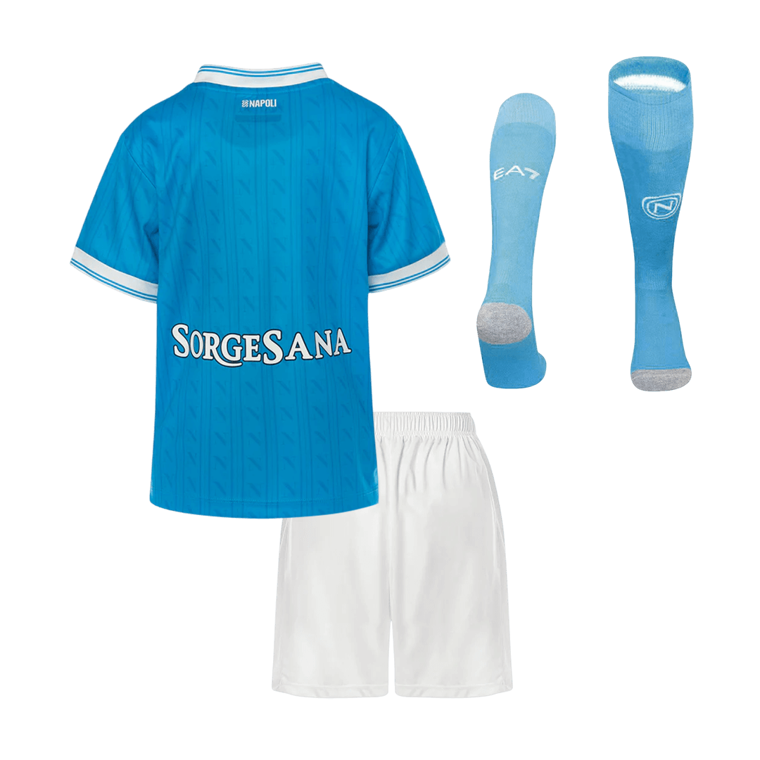 Dziecięcy zestaw piłkarski Napoli Home (koszulka + spodenki + skarpetki) 2025/26