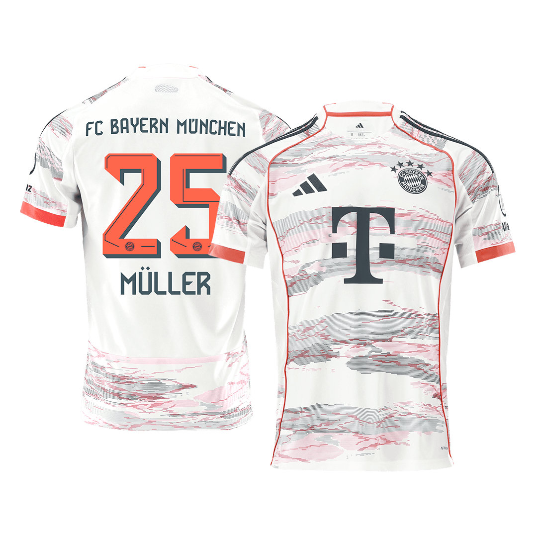 Koszulka wyjazdowa MÜLLER #25 Bayern Monachium 2025/26, biała