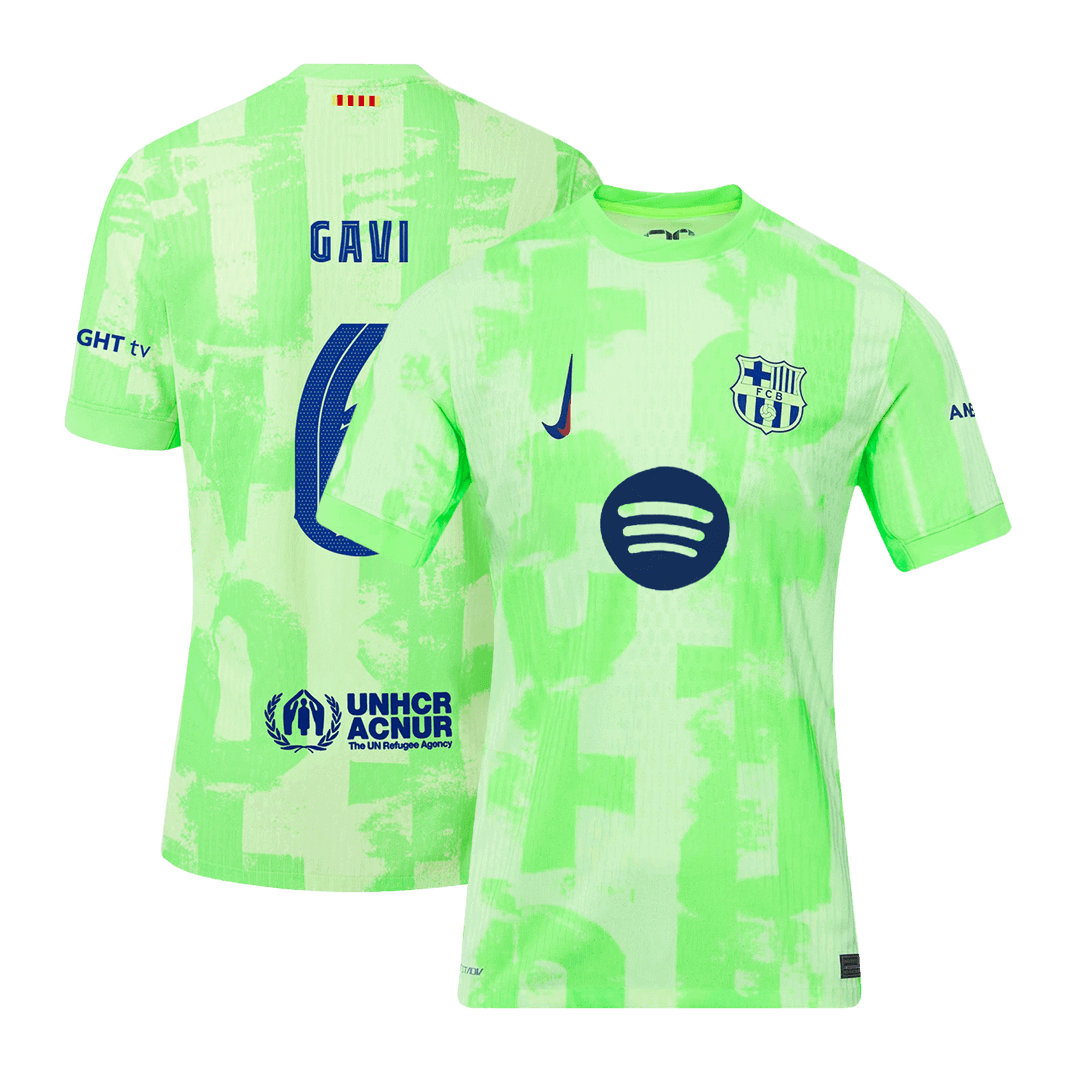 Oryginalna koszulka wyjazdowa GAVI #6 Barcelona na trzeci mecz 2024/25 - UCL£¨Spotify Logo Without Text£©