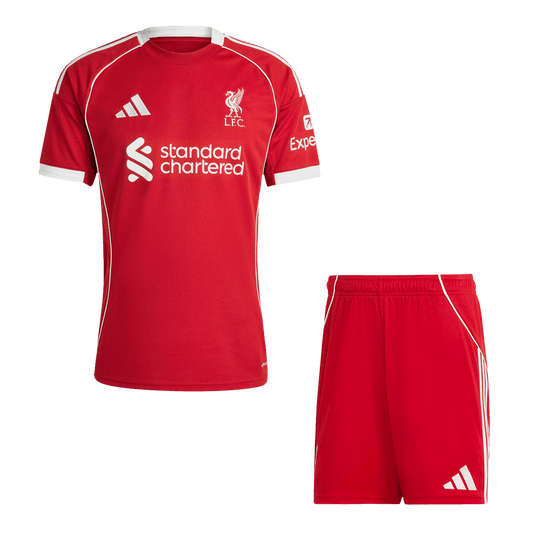 Zestaw koszulek piłkarskich Liverpool Home (koszulka + spodenki) 25/26 czerwony