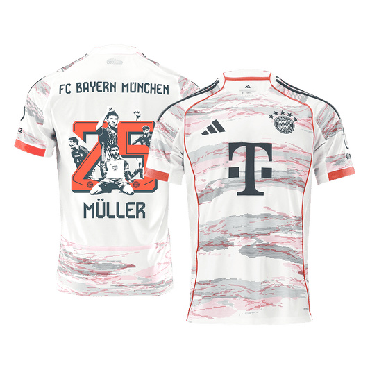 Koszulka wyjazdowa MÜLLER Special #25 Bayern Monachium 2025/26, biała