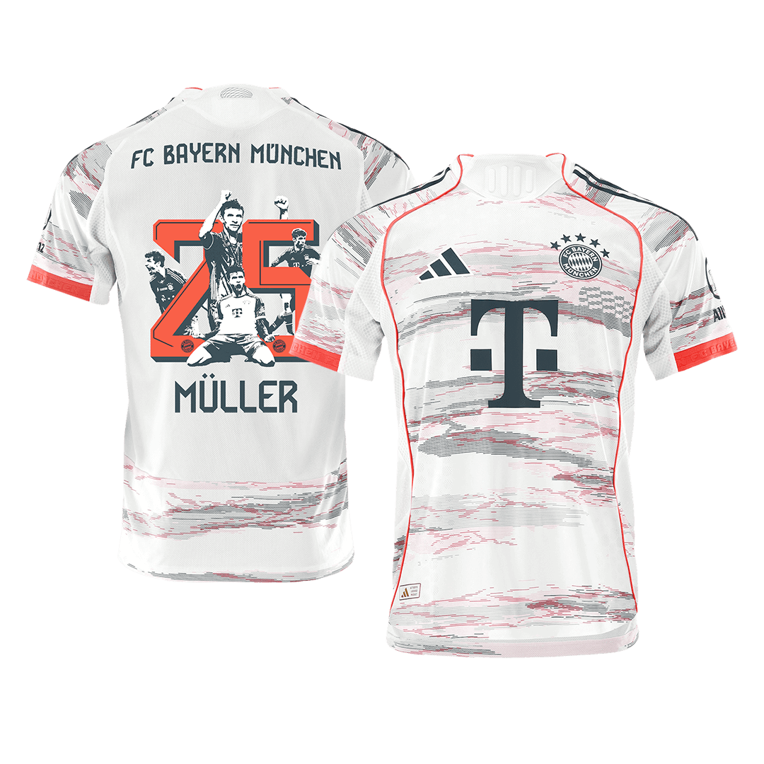 Oryginalna koszulka wyjazdowa Bayernu Monachium MÜLLER Special #25 2025/26, biała