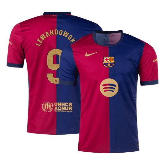 LEWANDOWSKI #9 Barcelona Koszulka domowa piłkarska 2024/25 - Logo Spotify bez tekstu